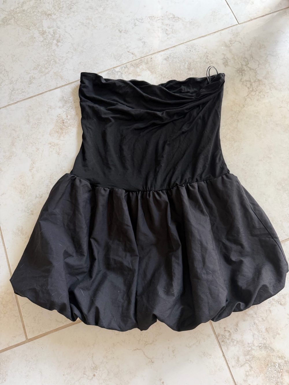Kimchi Blue Strapless Black Gathered Waist Dress